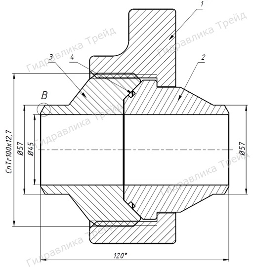 Соединение БРС 2 TR100х12,7 под приварку 45х57
