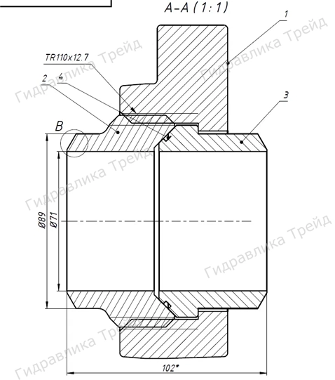 Соединение БРС 3 TR110х12,7 под приварку 71/89