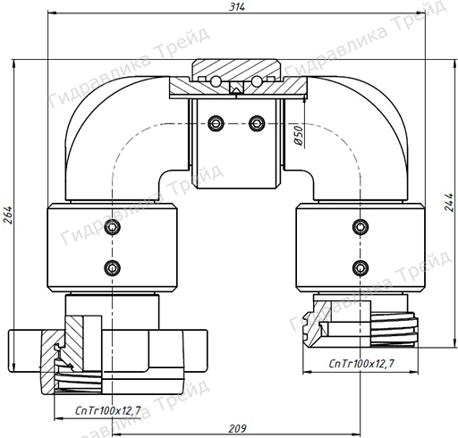 Колено шарнирное трехходовое (КШУ, 3КШ)