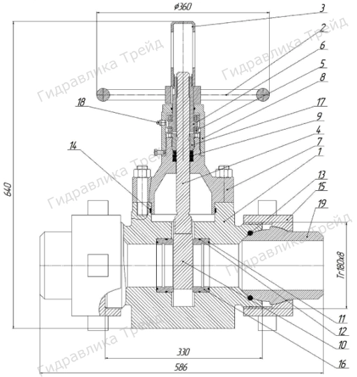Задвижка ЗПРМ 100х350